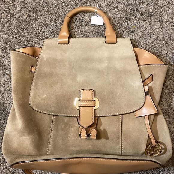 Michael Kors Handbags - Michael Kors Tan Suede Leather Backpack Unisex Adjustable Straps